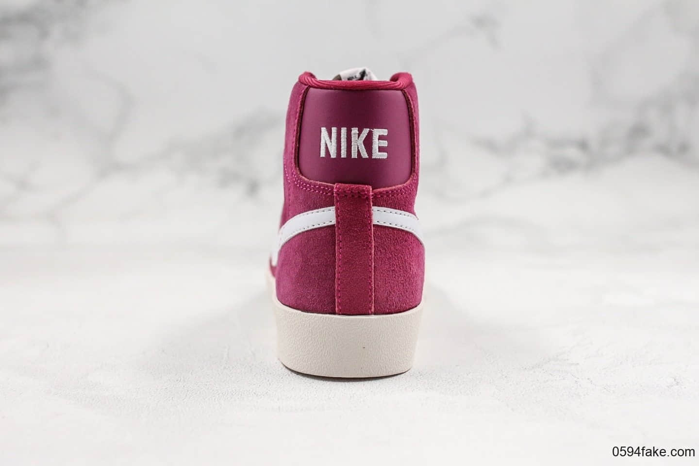 耐克Nike Blazer Mid Vintage Suede公司级版本高帮开拓者酒红白勾配色内置Zoom气垫原盒配件区别市面通货版本 货号:AV9376-601