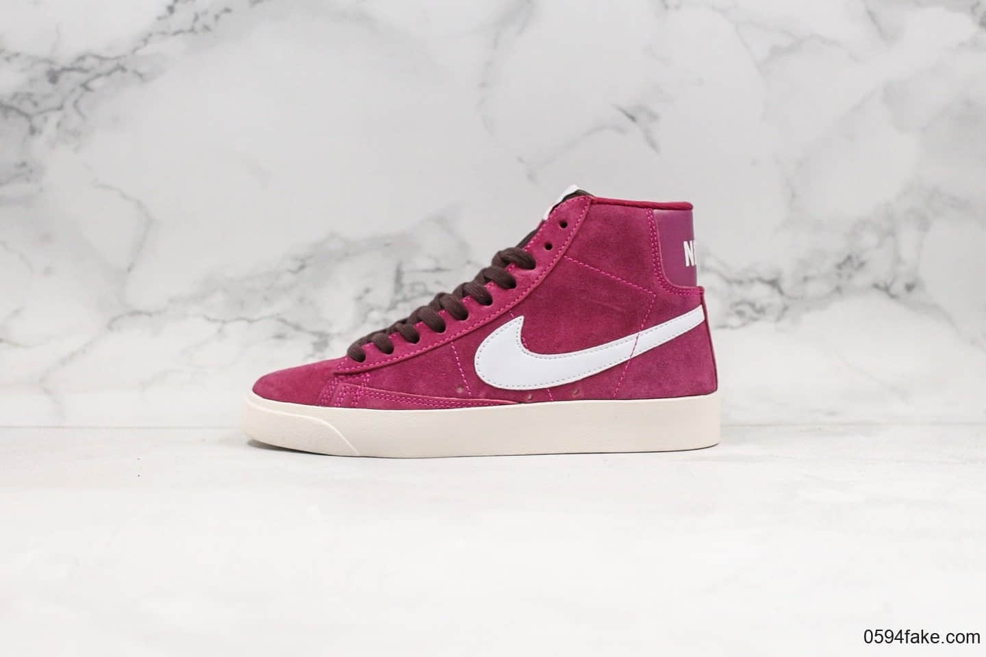 耐克Nike Blazer Mid Vintage Suede公司级版本高帮开拓者酒红白勾配色内置Zoom气垫原盒配件区别市面通货版本 货号:AV9376-601