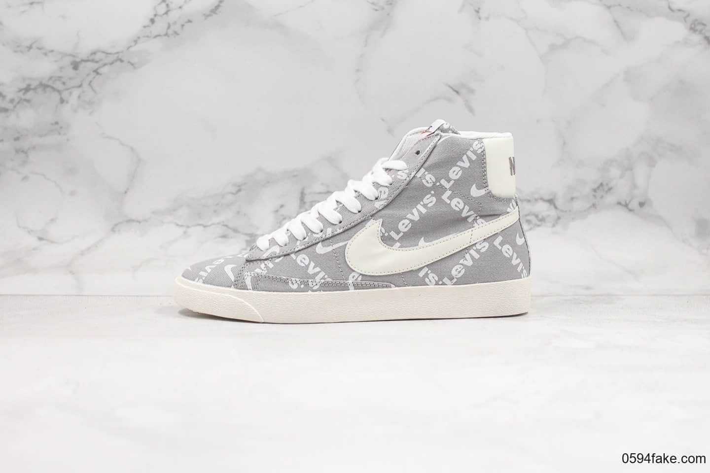 耐克Levi’s x Nike SB Zoom Blazer Mid QS公司级版本李维斯联名款中帮开拓者灰白配色内置Zoom气垫原楦头纸板打造 货号:QB6806-003