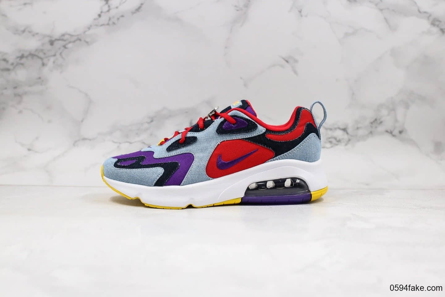 耐克Nike Air Max 200纯原版本max200气垫鞋彩虹鸳鸯牛仔蓝紫原厂内置可视气垫原盒原标 货号:CK5668-600