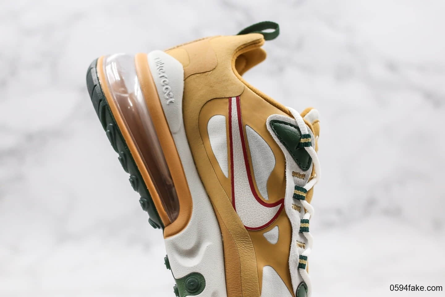 耐克Nike Air Max 270 React Bauhaus纯原版本Max270气垫鞋棕绿色内置原厂半掌气垫原楦头原纸板打造 货号:AO4971-700