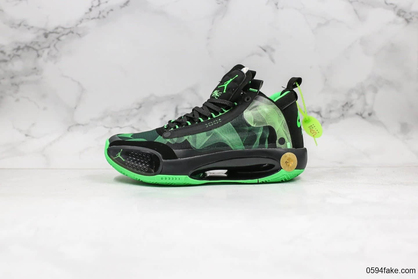 乔丹Air Jordan 34公司级版本实战篮球鞋AJ34黑绿配色官方原盒带气垫 (ID:29389) - 图片1