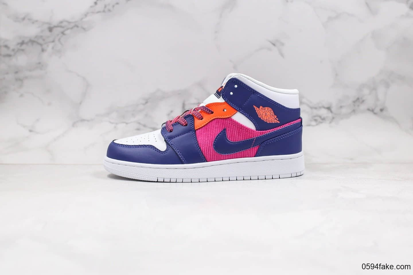 耐克Nike air Jordan 1 mid Fire pink纯原版本中帮AJ1粉紫蓝色原楦头原纸板打造原档案数据开发 (ID:29477) - 图片1