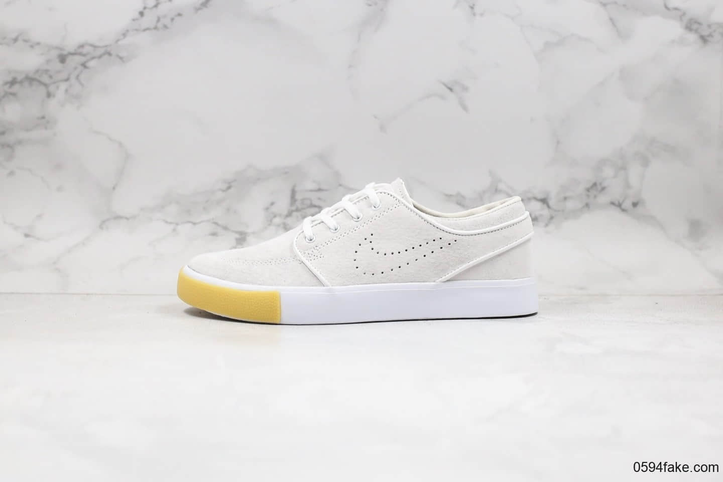 耐克Nike SB Zoom Janoski Rm公司级版本低帮SB板鞋全麂皮面料白黄色内置Zoom气垫高清洁度鞋面 货号:CD6612-109