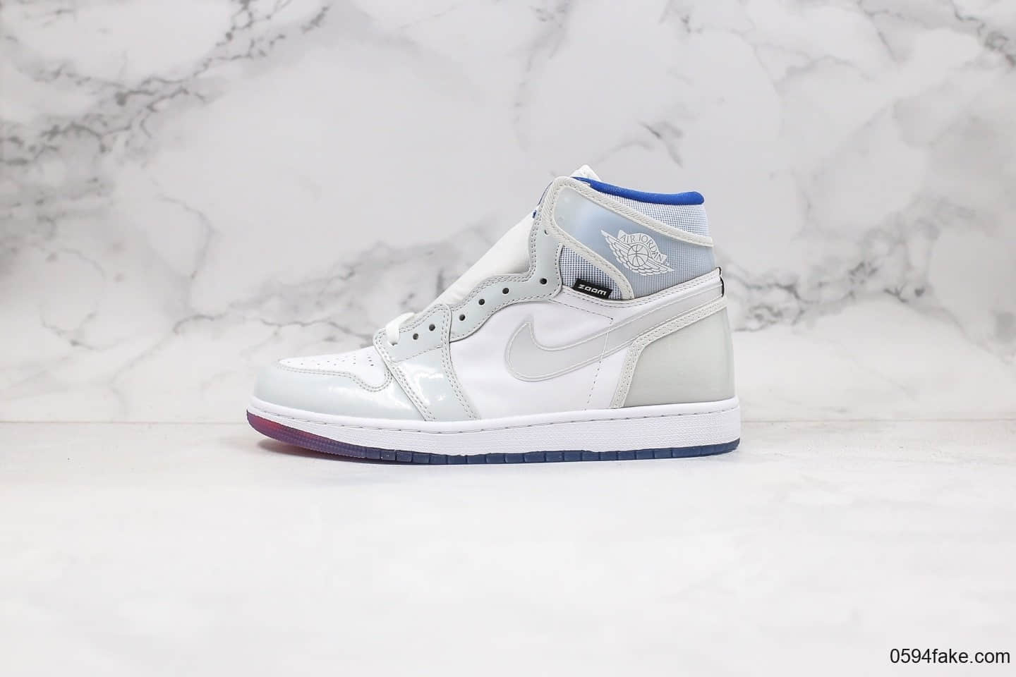 乔丹Air Jordan 1 Zoom R2T Racer Blue纯原版本高帮AJ1小迪奥灰白渐变色原档案数据开发原盒原标正确小蛮腰后跟 (ID:29797) - 图片1