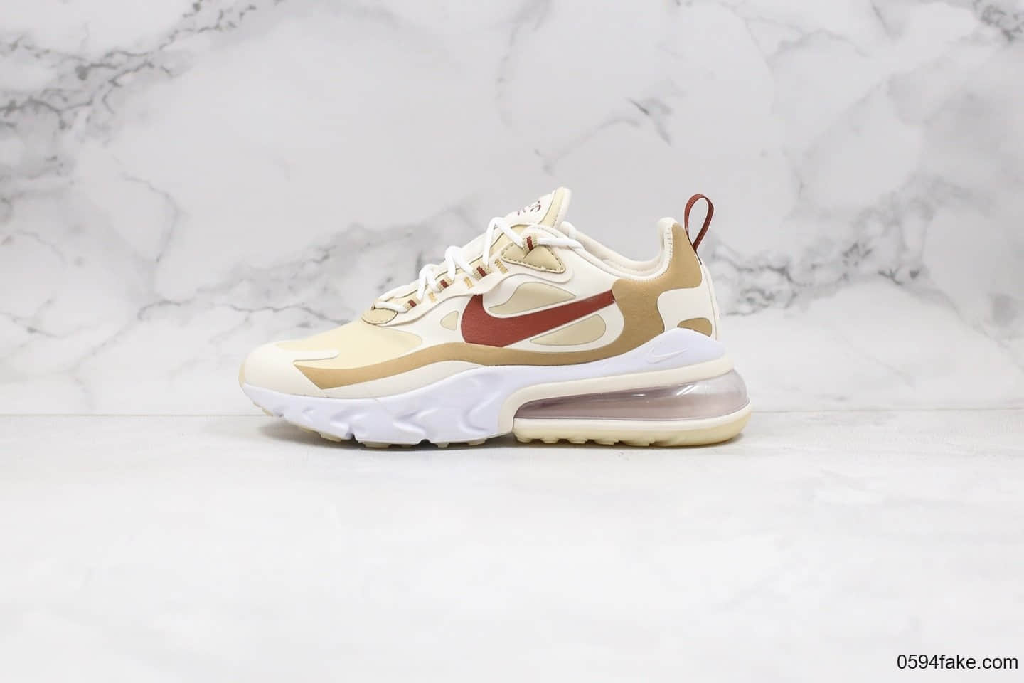 耐克Nike Air Max 270 React WMNS纯原版本气垫鞋小麦配色市面最高品质 货号:AT6174-700