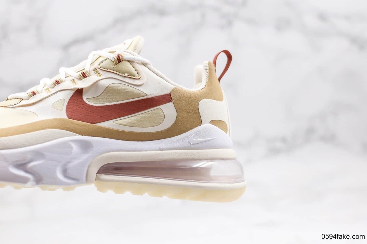 耐克Nike Air Max 270 React WMNS纯原版本气垫鞋小麦配色市面最高品质 货号:AT6174-700