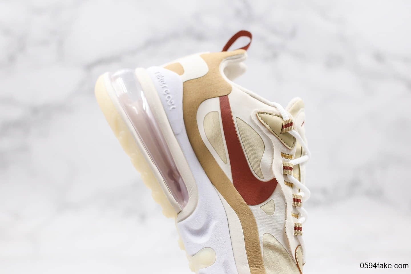 耐克Nike Air Max 270 React WMNS纯原版本气垫鞋小麦配色市面最高品质 货号:AT6174-700