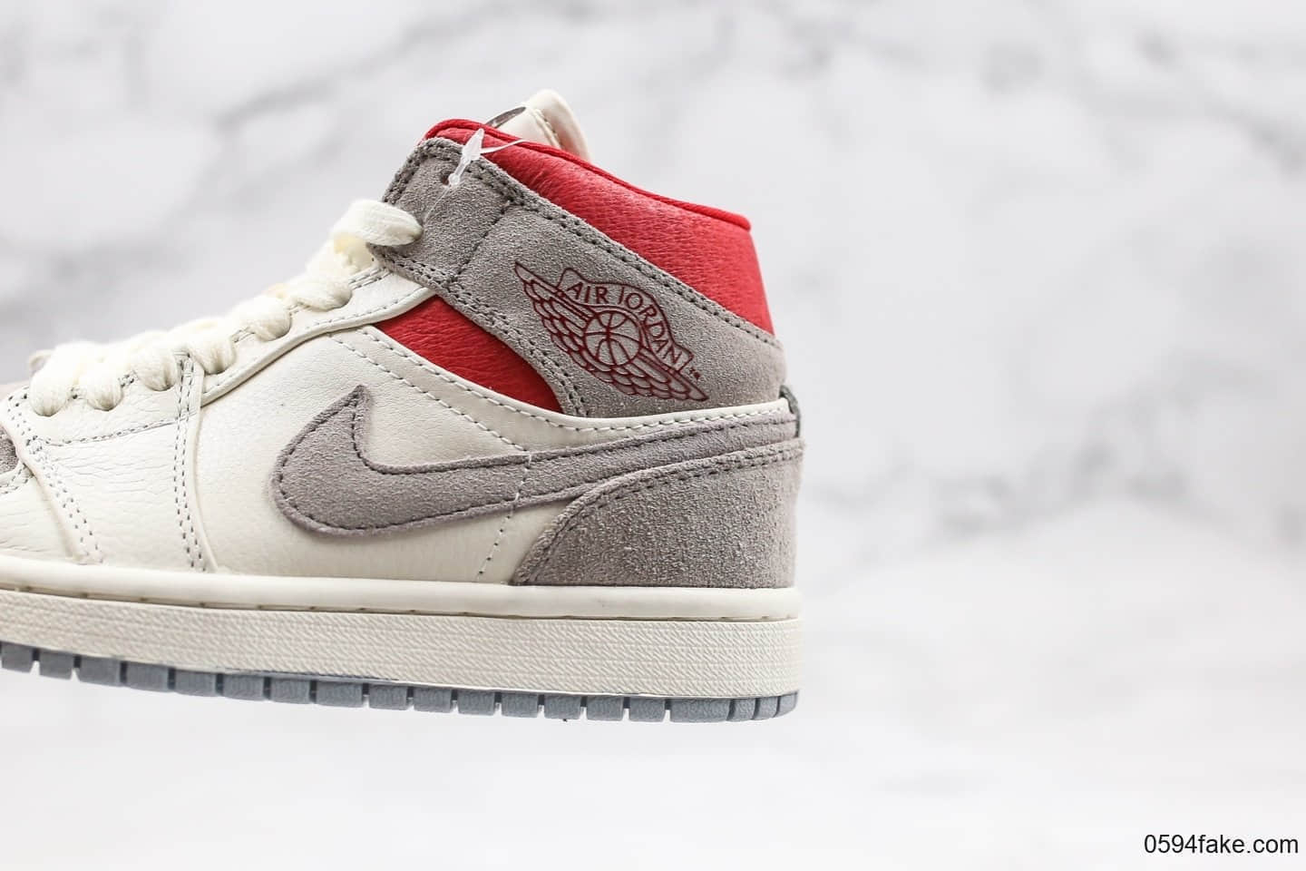 乔丹Air Jordan 1 Mid x Sneakersnstuff纯原版本联名款中帮AJ1小兔八哥米白麂皮红原档案数据开发正确飞翼LOGO 货号:CT3443-100