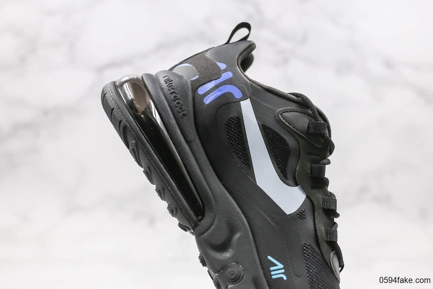 耐克Nike Air Max 270 React Bauhaus纯原版本瑞亚气垫鞋Max270黑蓝色内置真实气垫一比一打造 货号:CT2203-001