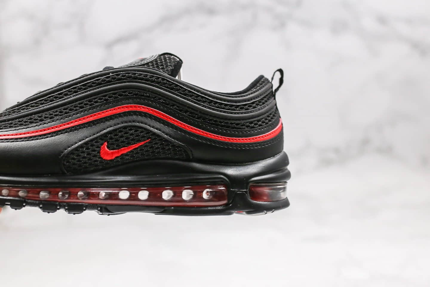 耐克Nike Air Max 97纯原版本子弹气垫鞋黑红色情人节限定内置全掌气垫原盒原标 货号:CU9990-001