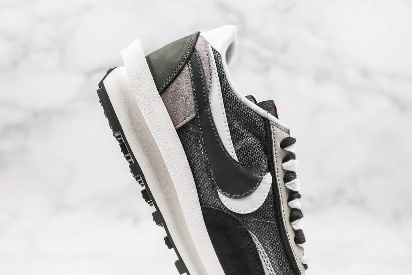 耐克Nike LDV Waffle x Sacai联名款纯原版本华夫重叠设计双钩跑鞋黑灰色原盒原标正确鞋面材质 货号:BV0073-001