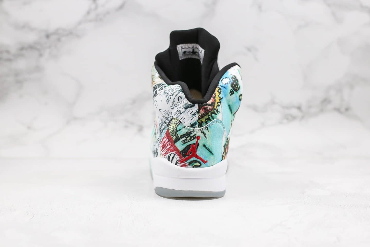 乔丹Air Jordan AJ5 Wings纯原版本高帮AJ5涂鸦3M反光蓝绿色原盒原标原厂鞋面材质 货号:AV2405-900