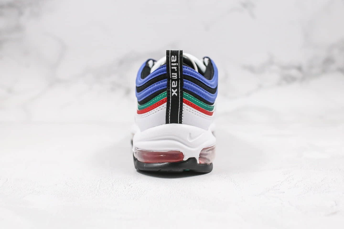 耐克Nike Air Max 97纯原版本子弹Max97气垫鞋黑蓝白绿红拼色内置真实气垫原盒原标 货号:CW7013-100