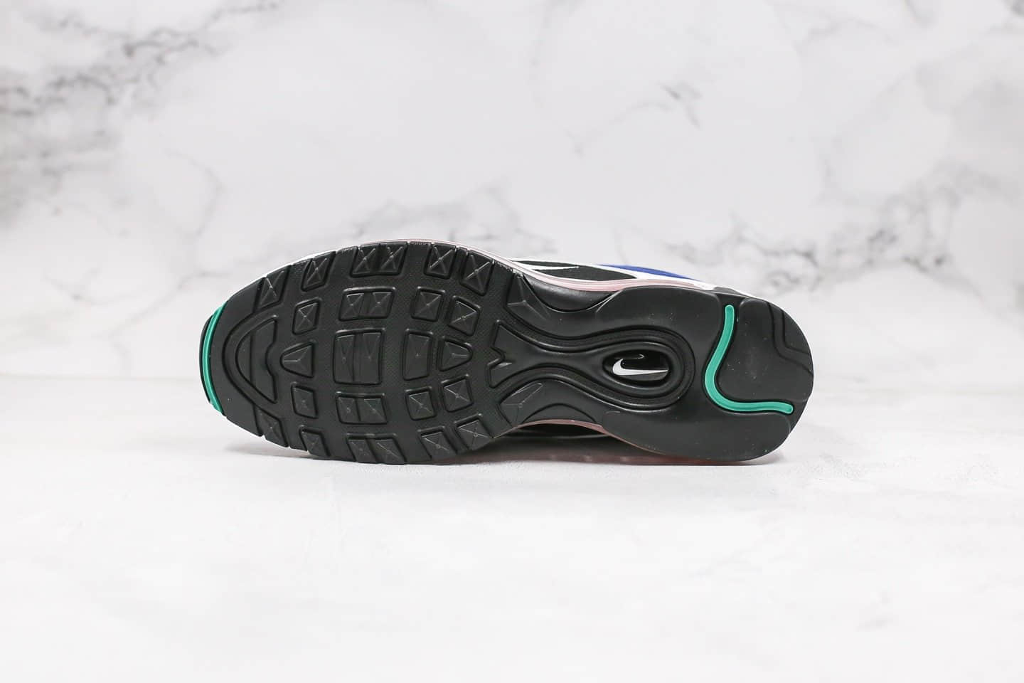 耐克Nike Air Max 97纯原版本子弹Max97气垫鞋黑蓝白绿红拼色内置真实气垫原盒原标 货号:CW7013-100