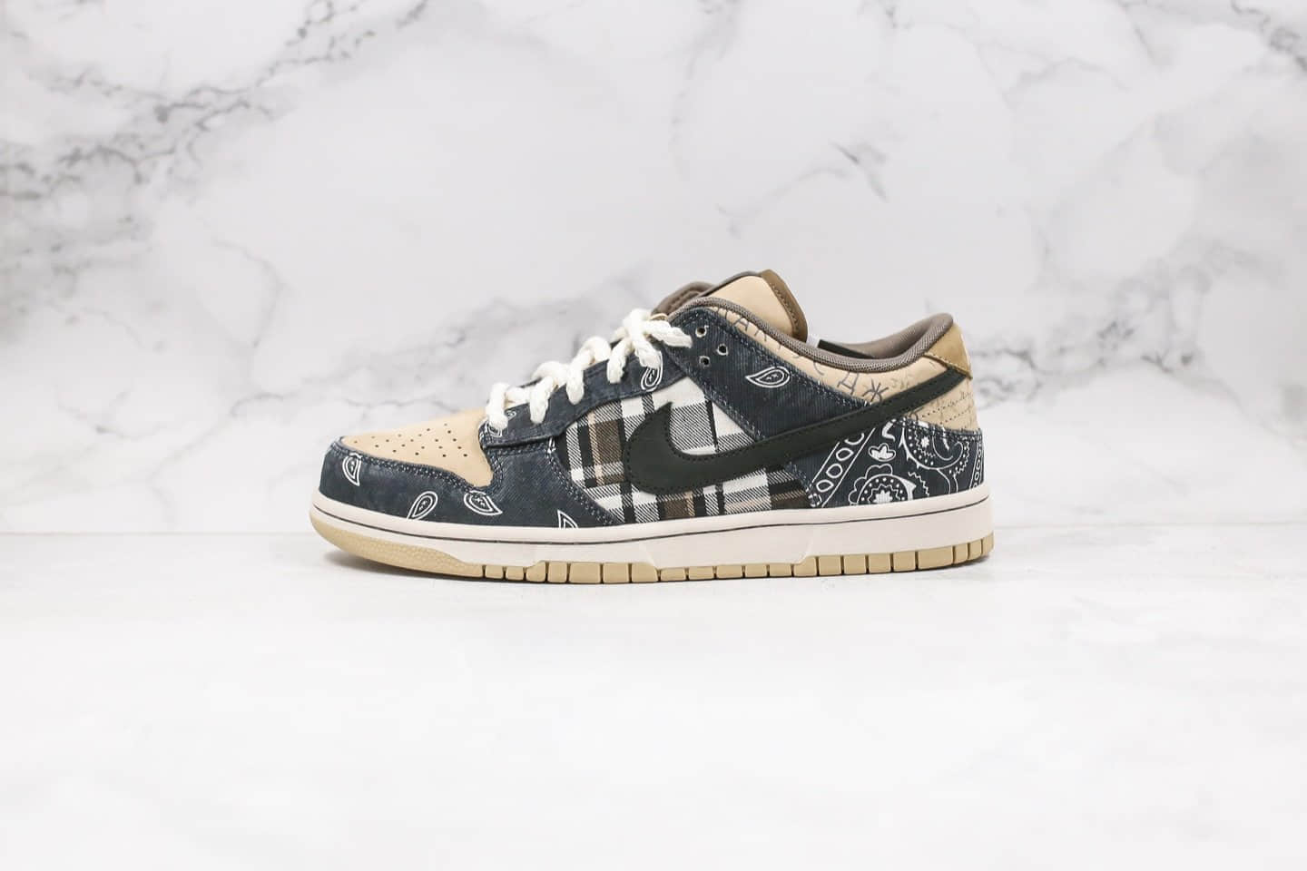 耐克Travis Scott x SB Dunk纯原版本低帮TS联名款腰果花栗子头同款紫光灯彩盒版本原楦头纸板打造 货号:CT5053-001