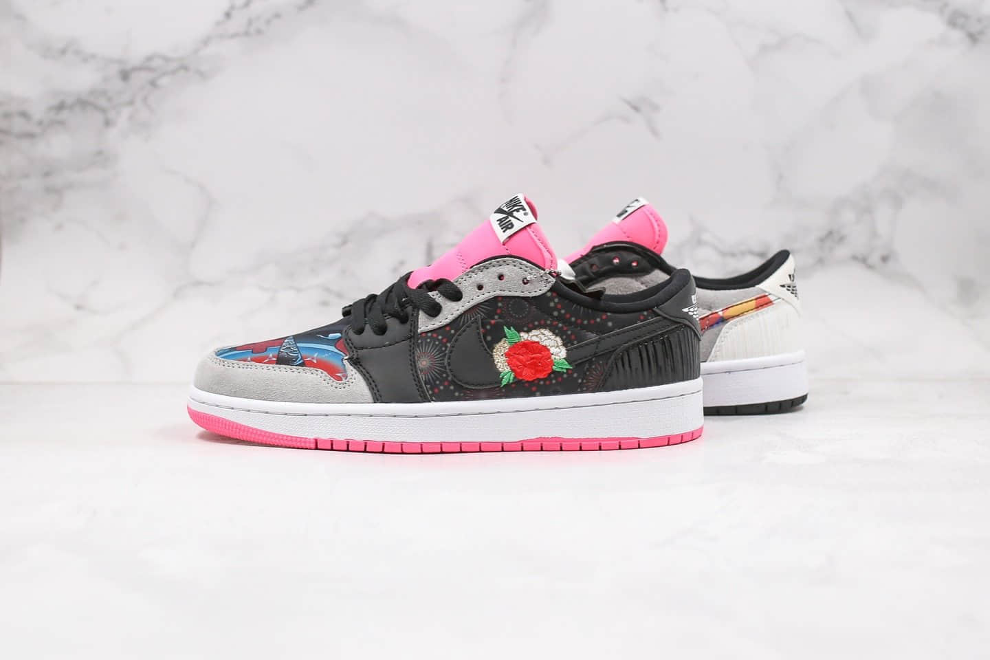 乔丹Air Jordan 1 Low纯原版本低帮AJ1农历新年中国年黑粉色鸳鸯配色原盒配件齐全 (ID:32265) - 图片1