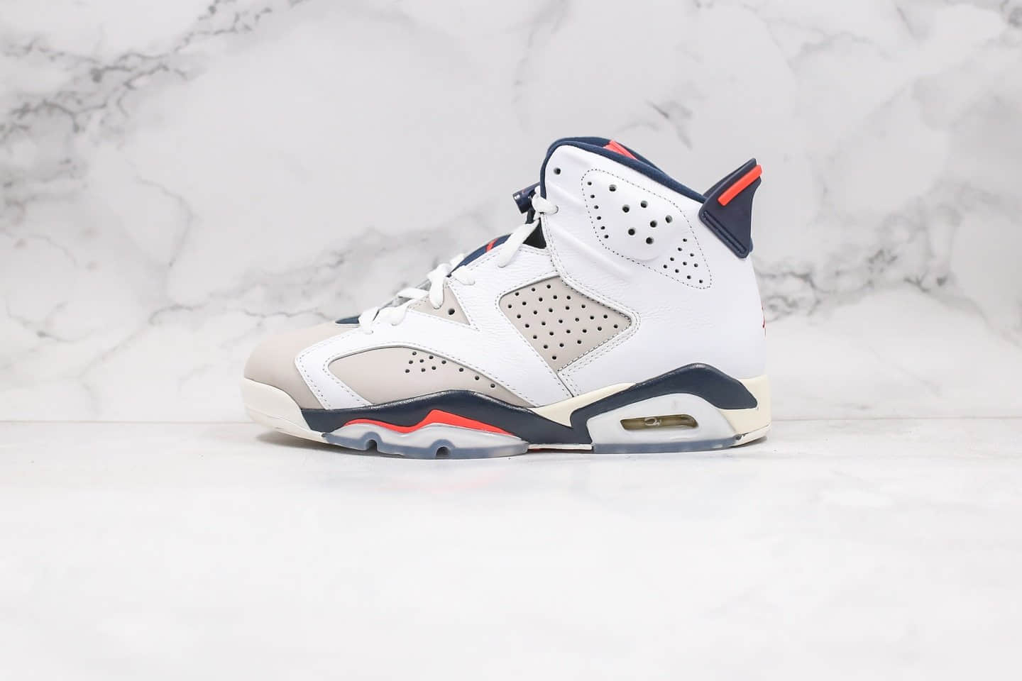 乔丹Air Jordan 6 Retro纯原版本手稿灰白红配色AJ6进口头层皮料正确后跟定型 (ID:32300) - 图片1