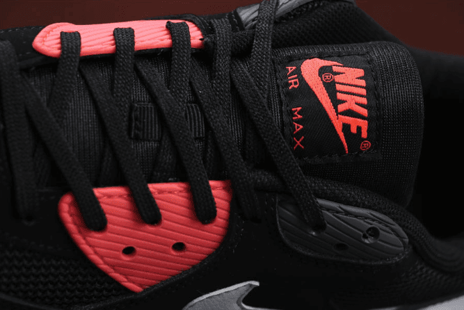 Nike Air Max 90 ESSENTIAL黑白粉 耐克透明气垫网布运动鞋 货号:537384-006