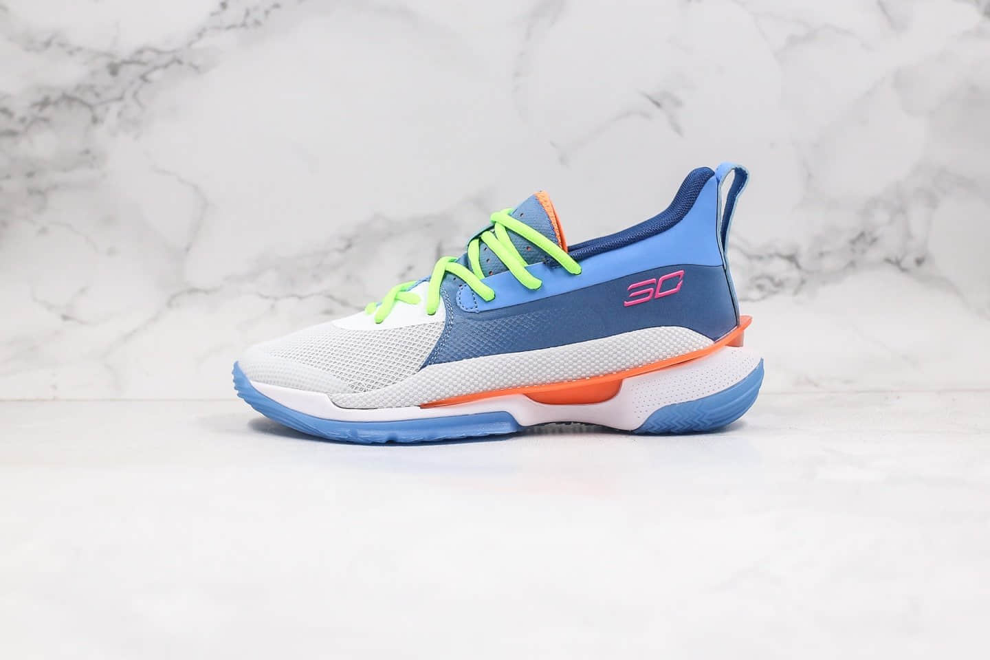 安德玛UNDER ARMOUR CURRY 7纯原版本库里7代篮球鞋蓝白色原鞋一比一开发支持实战 (ID:32609) - 图片1