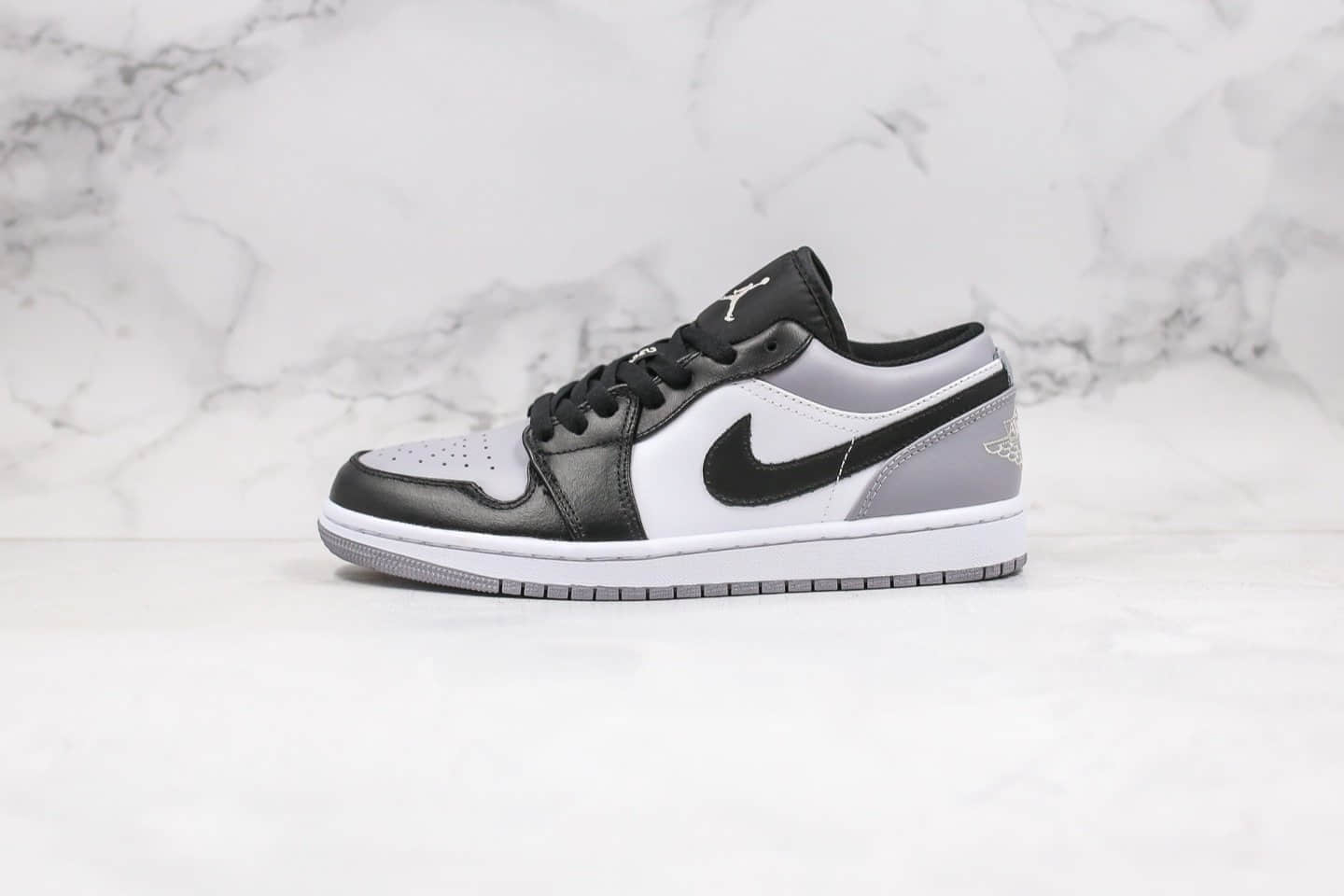 乔丹Air Jordan 1 Low纯原版本低帮AJ1黑灰脚趾正确鞋面头层皮材质 货号:553558-110