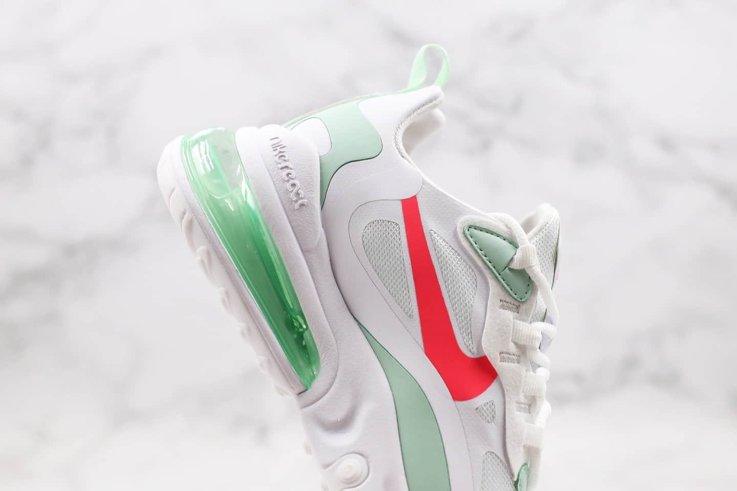 耐克Nike Air Max 270 React纯原版本瑞亚气垫慢跑鞋Max270粉绿色真小潘气垫原盒原标 货号:CV3025-100