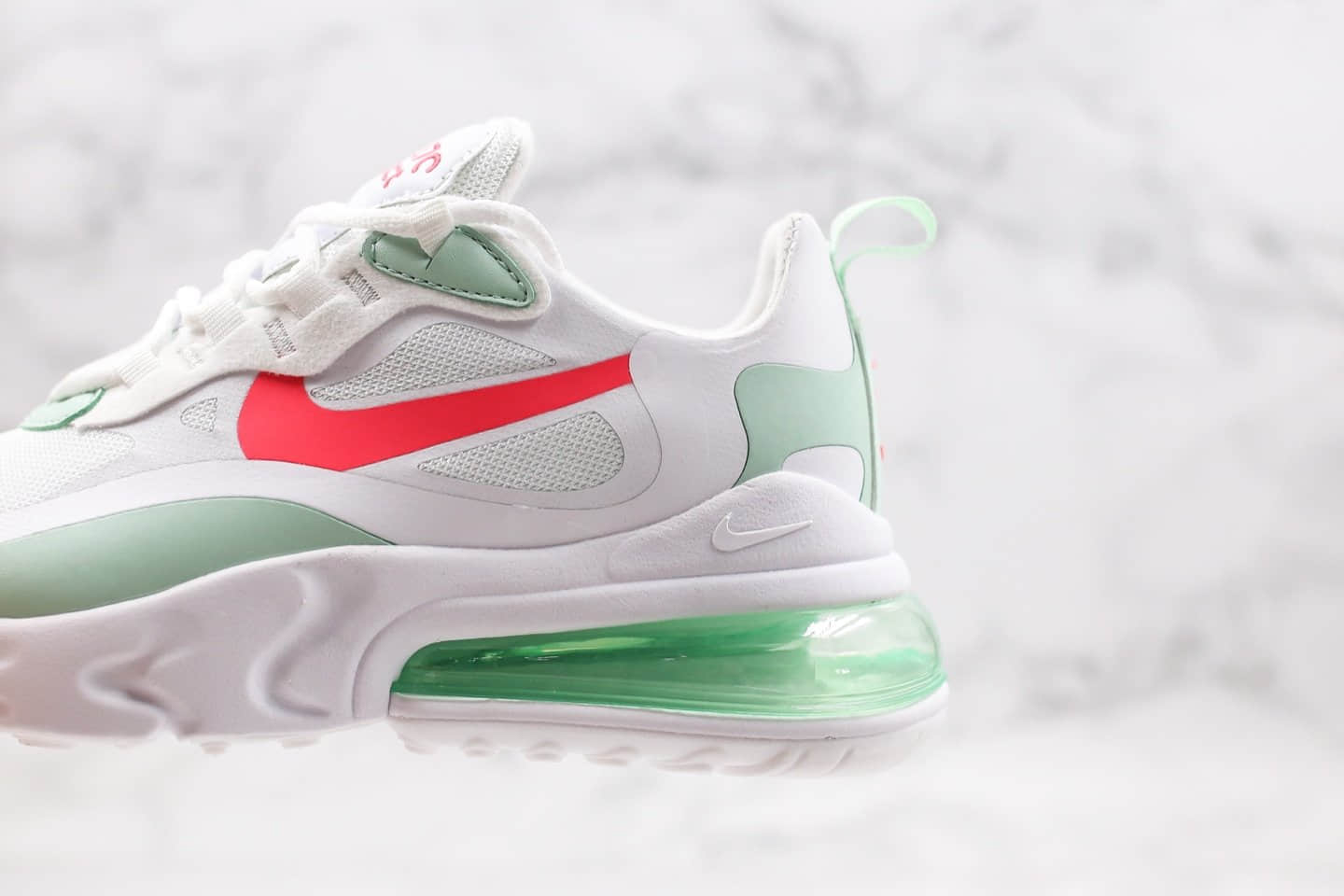 耐克Nike Air Max 270 React纯原版本瑞亚气垫慢跑鞋Max270粉绿色真小潘气垫原盒原标 货号:CV3025-100