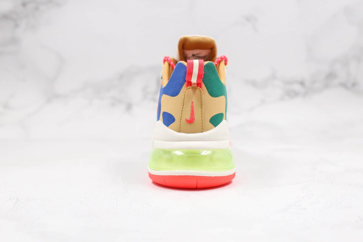 耐克Nike Air Max 270 React Bauhaus纯原版本半掌气垫鞋Max270棕橙亮蓝色内置真小潘气垫 货号:CQ4805-071