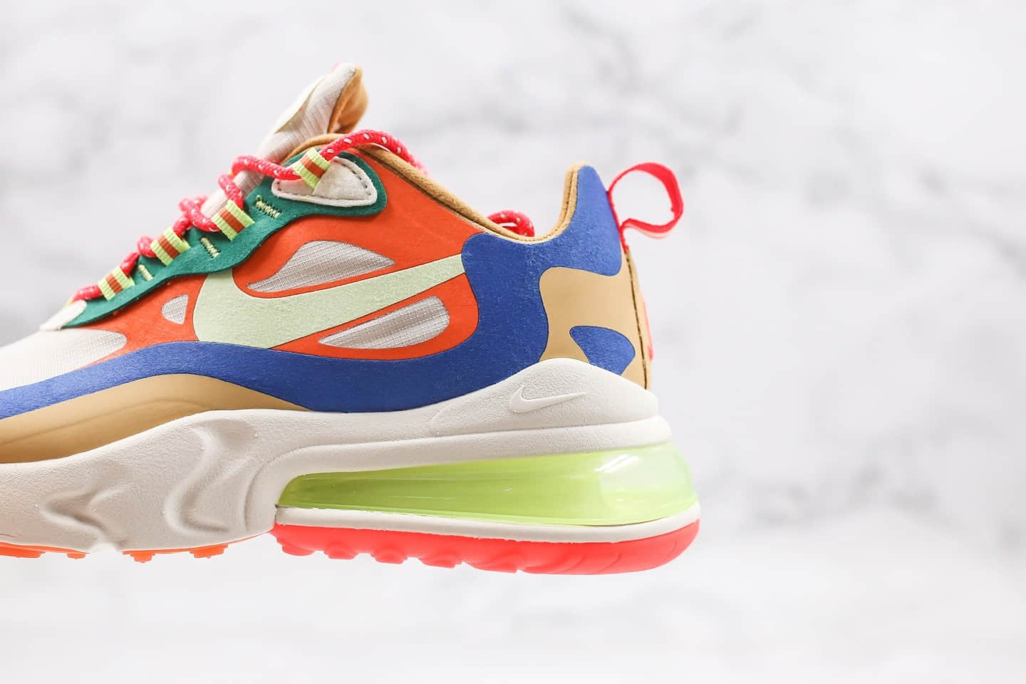 耐克Nike Air Max 270 React Bauhaus纯原版本半掌气垫鞋Max270棕橙亮蓝色内置真小潘气垫 货号:CQ4805-071