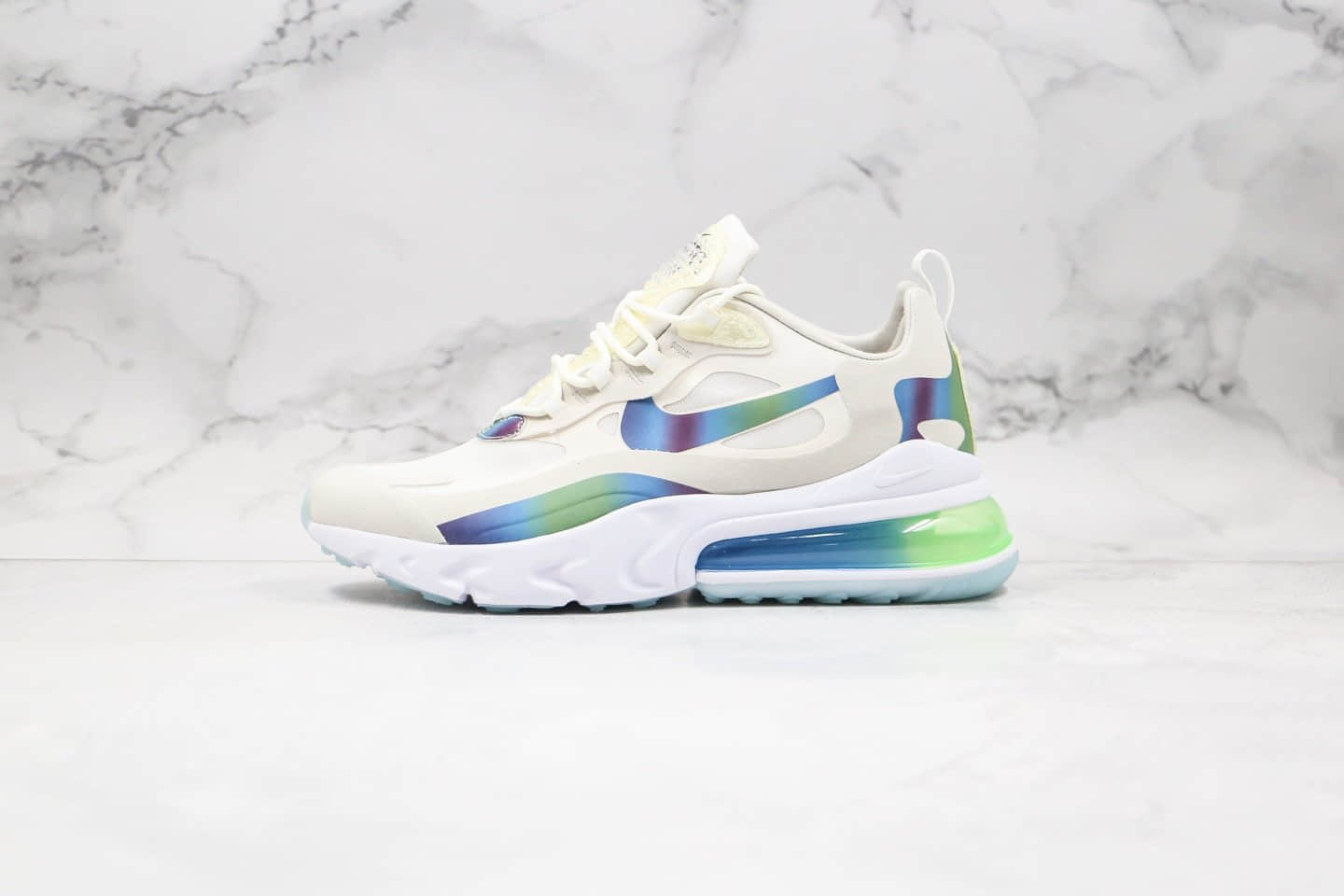 耐克Nike Max 270 React纯原版本气垫鞋Max270渐变白蓝色内置真实小潘气垫原档案数据开发 (ID:33265) - 图片1