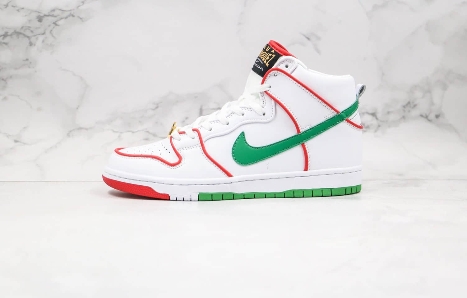 耐克Dunk SB Paul Rodriguez x Nike SB Dunk High纯原版本滑板运动员联名款高帮SB板鞋墨西哥拳击手套白红绿配色 (ID:33272) - 图片1