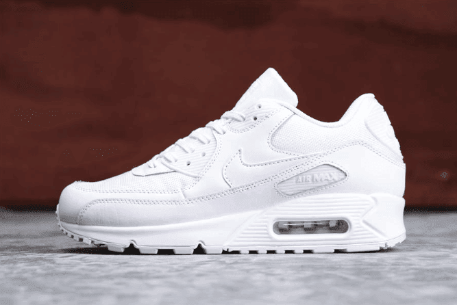 Nike Air Max 90 LEATHER纯白色 耐克真标高品质透明气垫复古皮面运动鞋 (ID:334) - 图片1