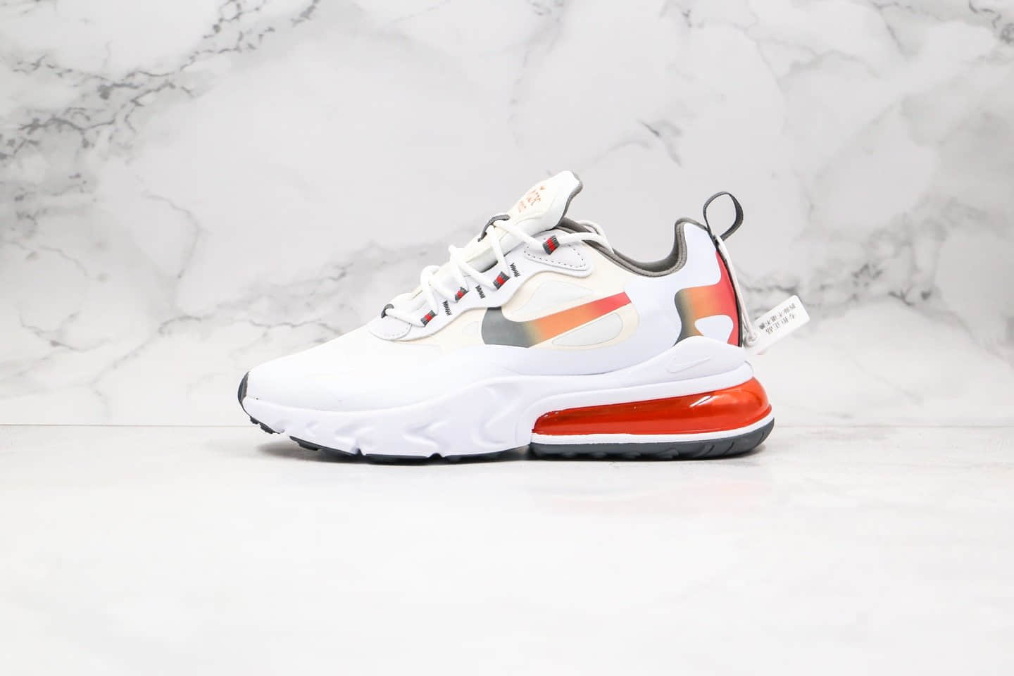 耐克Nike Air Max 270 React公司级版本半掌气垫跑鞋炫彩米白渐变配色独立私模 (ID:33427) - 图片1