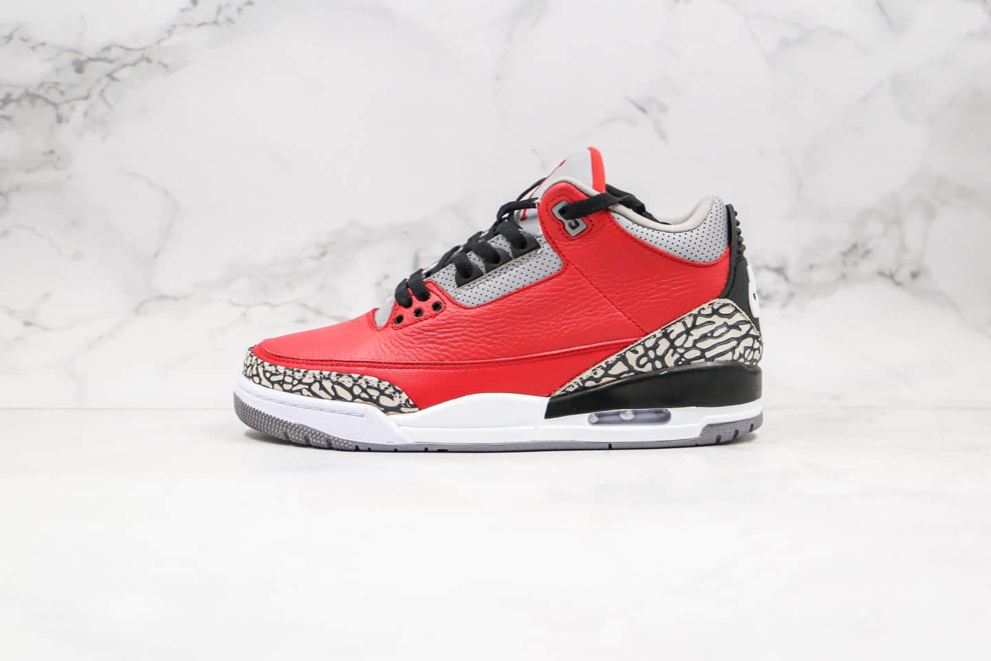 乔丹Air Jordan 3 SE Red Cement纯原版本红水泥配色爆裂纹AJ3正确皮革鞋面原厂后跟定型 (ID:33483) - 图片1