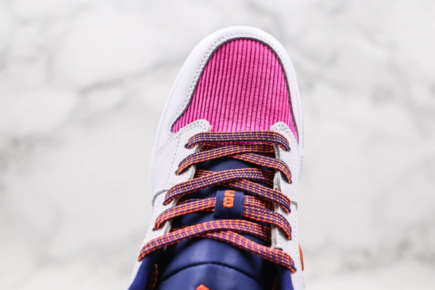 乔丹Air Jordan 1 Low GS Pink Corduroy纯原版本低帮AJ1白粉橙紫色拼接灯芯绒女神配色内置气垫原楦头纸板打造 货号:554723-502