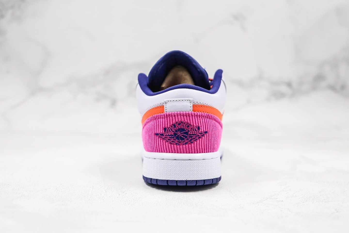 乔丹Air Jordan 1 Low GS Pink Corduroy纯原版本低帮AJ1白粉橙紫色拼接灯芯绒女神配色内置气垫原楦头纸板打造 货号:554723-502