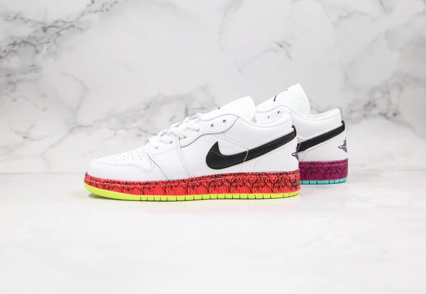 乔丹Nike Air Jordan 1 Low纯原版本低帮AJ1紫红鸳鸯白黑黄色内置气垫原档案数据开发 (ID:33817) - 图片1
