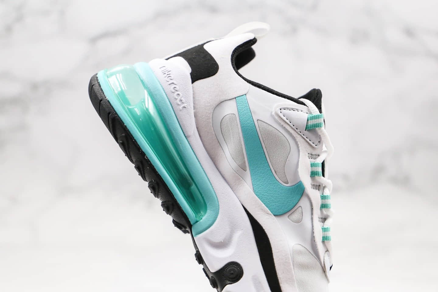 耐克Nike Air Max 270 React纯原版本气垫鞋Max270白灰蓝色内置真小潘气垫搭载高弹MD大底 货号:CJ0619-001