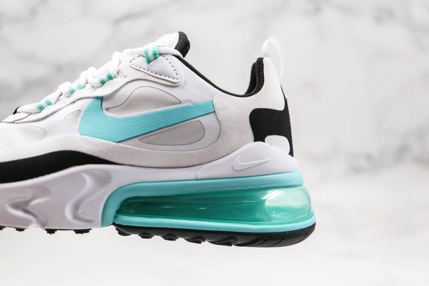 耐克Nike Air Max 270 React纯原版本气垫鞋Max270白灰蓝色内置真小潘气垫搭载高弹MD大底 货号:CJ0619-001