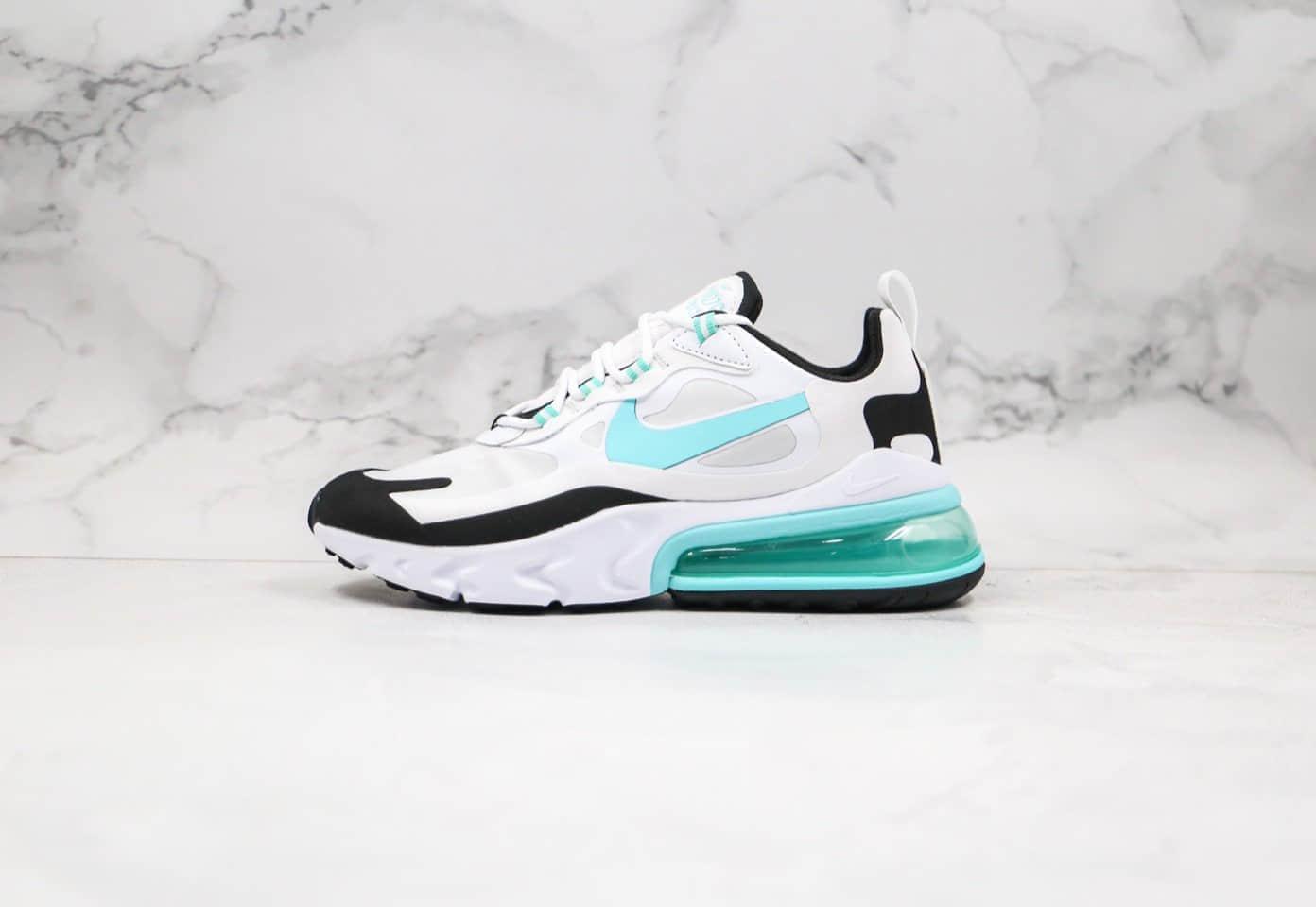 耐克Nike Air Max 270 React纯原版本气垫鞋Max270白灰蓝色内置真小潘气垫搭载高弹MD大底 货号:CJ0619-001