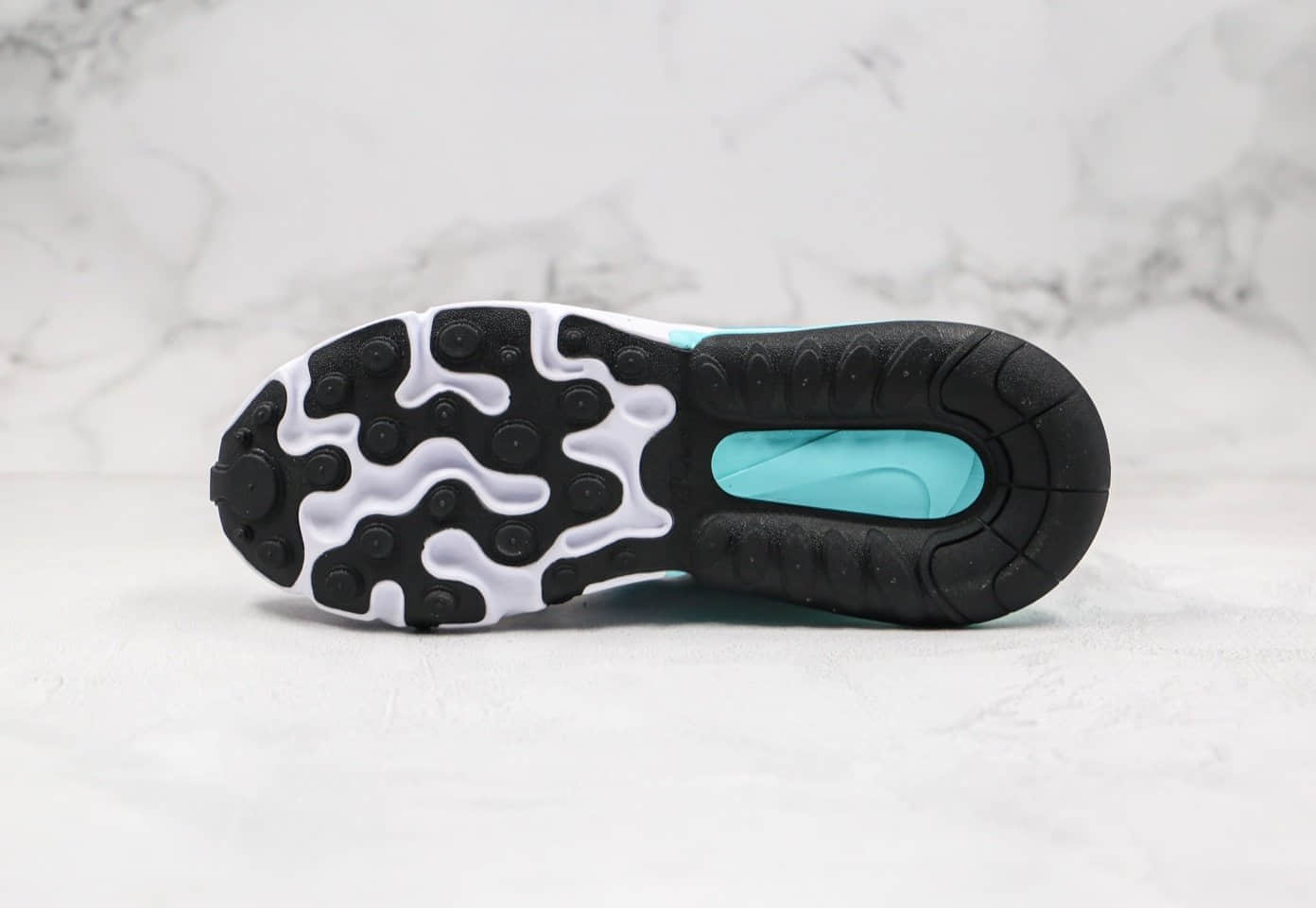 耐克Nike Air Max 270 React纯原版本气垫鞋Max270白灰蓝色内置真小潘气垫搭载高弹MD大底 货号:CJ0619-001