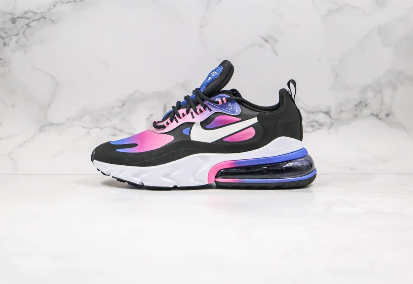 耐克Nike Air Max 270 React纯原版本气垫鞋炫彩黑粉色原盒原标区别市面通货版本 货号:BV3387-400