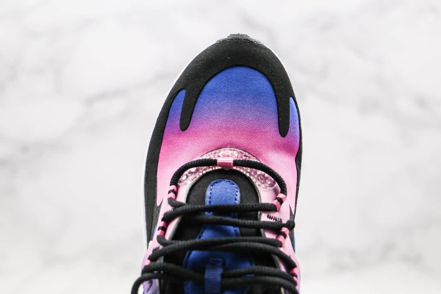 耐克Nike Air Max 270 React纯原版本气垫鞋炫彩黑粉色原盒原标区别市面通货版本 货号:BV3387-400