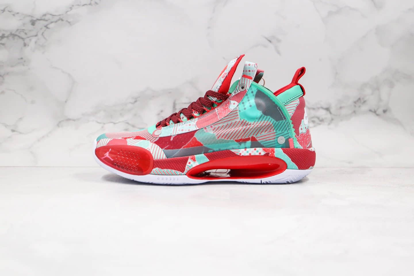 乔丹Air Jordan XXXIV Wrapping Paper纯原版本圣诞红AJ34塔图姆上脚配色内置气垫支持实战 货号:BQ3381-301