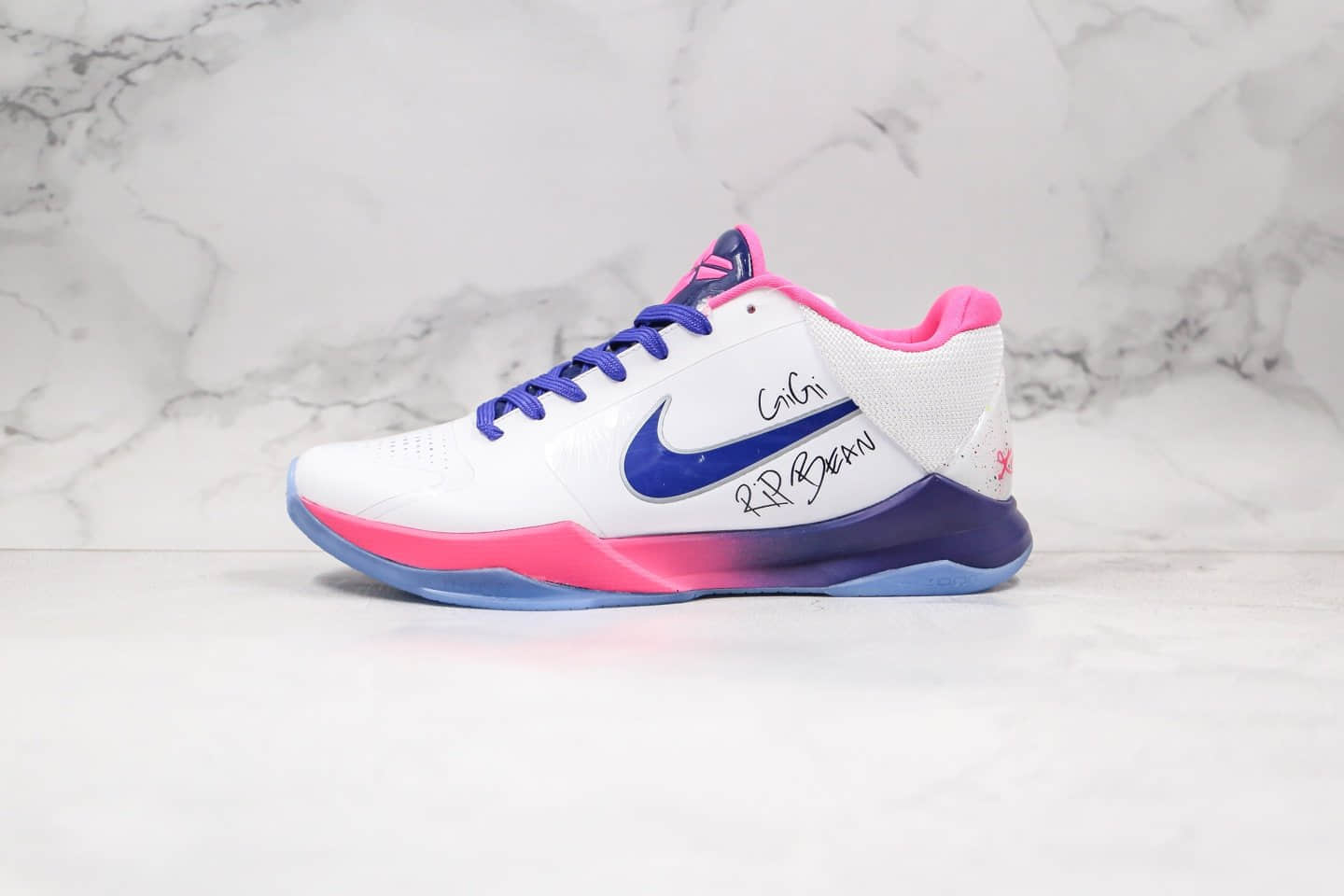 耐克NIKE ZOOM KOBE 5 PROTRO纯原版本科比5代篮球鞋白粉紫色签名款内置气垫真碳板支持实战 (ID:33885) - 图片1