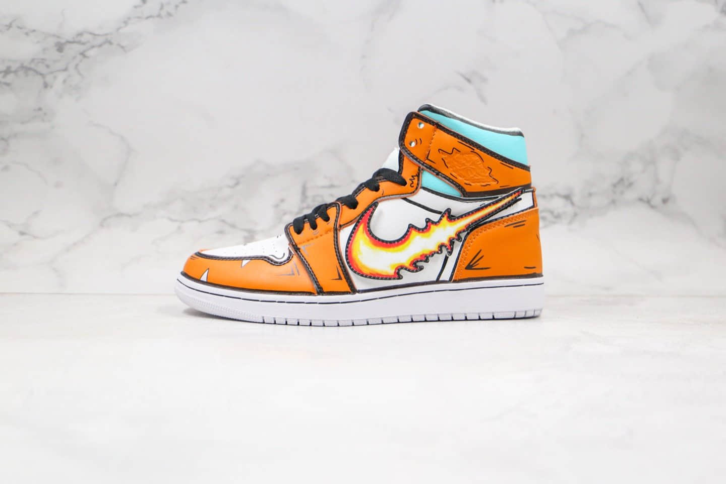 乔丹AIR JORDAN 1 MIDヒトカゲ 纯原版本小火龙手绘二次元神奇宝贝配色原盒原标正确后跟定型 (ID:34142) - 图片1