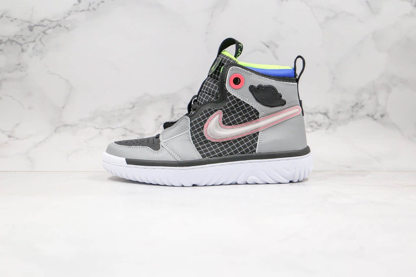 乔丹Air Jordan 1 React纯原版本高帮黑灰色瑞亚大底AJ1原档案数据开发正确后跟定型 货号:AR5321-002