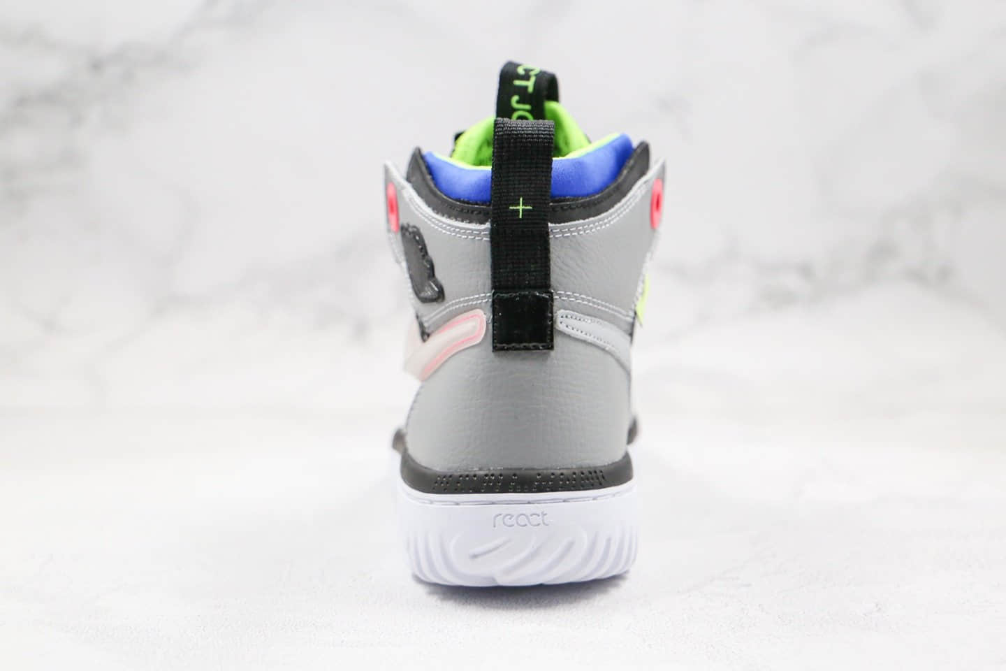 乔丹Air Jordan 1 React纯原版本高帮黑灰色瑞亚大底AJ1原档案数据开发正确后跟定型 货号:AR5321-002