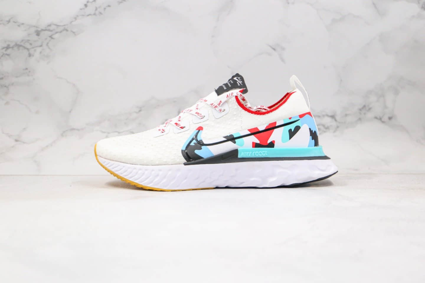 耐克Nike Infinity Run Flyknit纯原版本瑞亚缓震跑鞋涂鸦白蓝色正确原厂React缓震大底原盒原标 (ID:34566) - 图片1