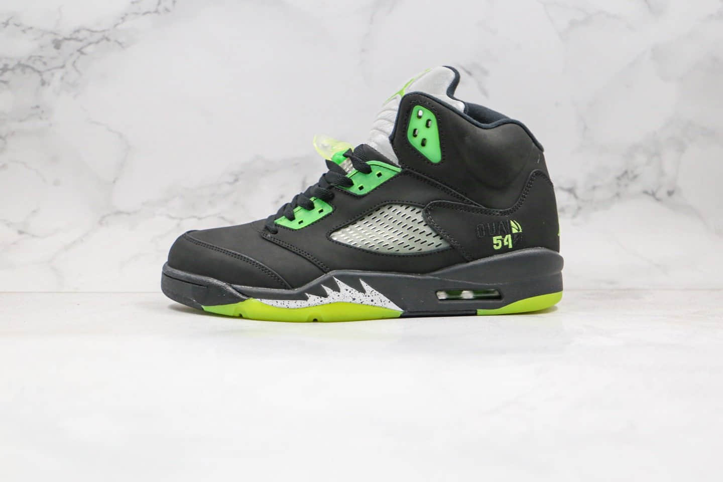 乔丹Air Jordan Retro 5 OG Quai 54纯原版本法国巴黎街球赛限定AJ5黑绿色内置气垫正确鞋面磨砂皮革 货号:255054-511
